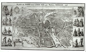Fågelperspektivplan av Paris, 1615